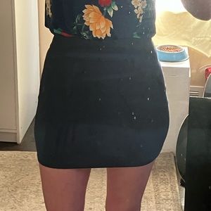 Navy Blue Pencil Mini Skirt